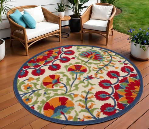 Red and Multicolor Indoor Outdoor Runner Rug
